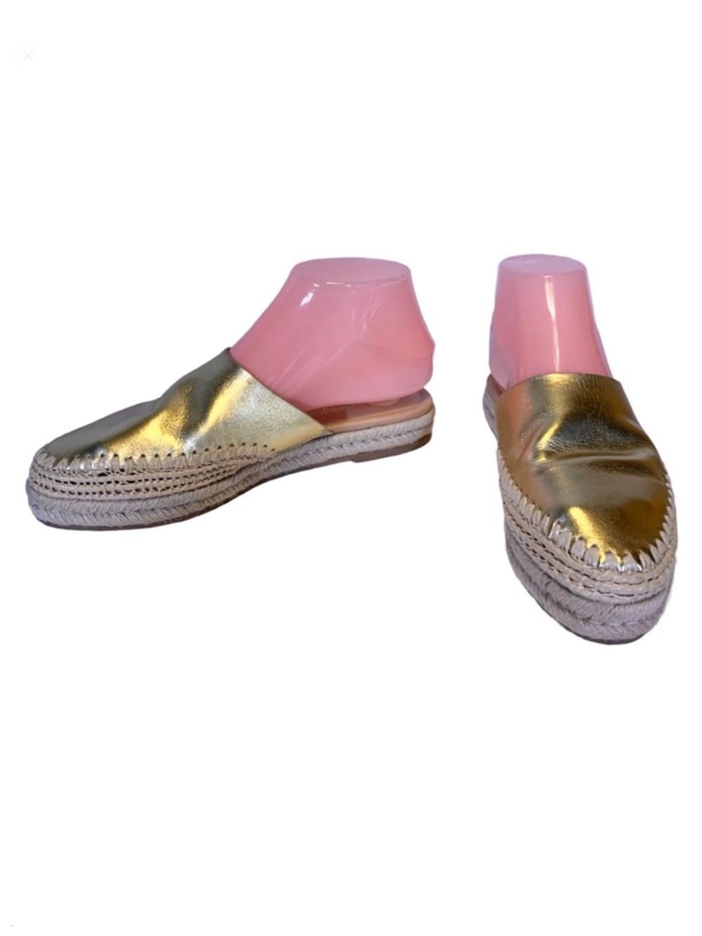 SAM EDELMAN GOLD LEATHER "AUSTIN" ESPADRILLE SLIDE MULES (7M)